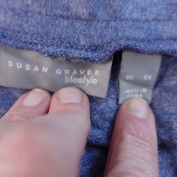 NWOT Susan Graver Lifestyle Wide-Leg Knit Pants Sz 5X Heather Blue Pull On Ankle - Picture 5 of 9